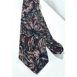Vintage Monsieur Givenchy Mens Tie Floral Multicolor Silk Necktie Classic Length